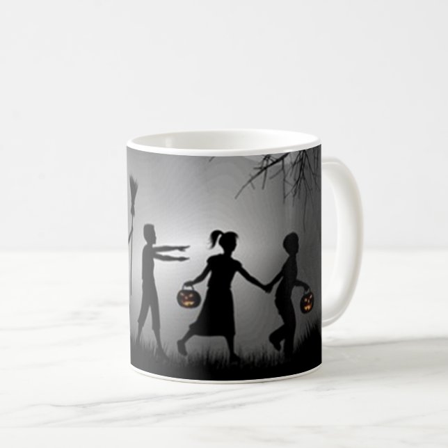 Trick oder Behandlung von Kindern Spooky Halloween Kaffeetasse (VorderseiteRechts)