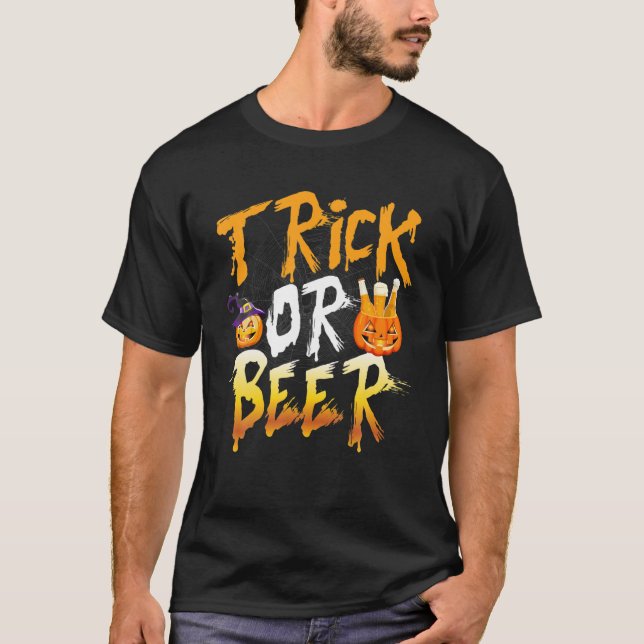 Trick oder Bier Halloween Pumpkin Kostüm Alcohol M T-Shirt (Vorderseite)