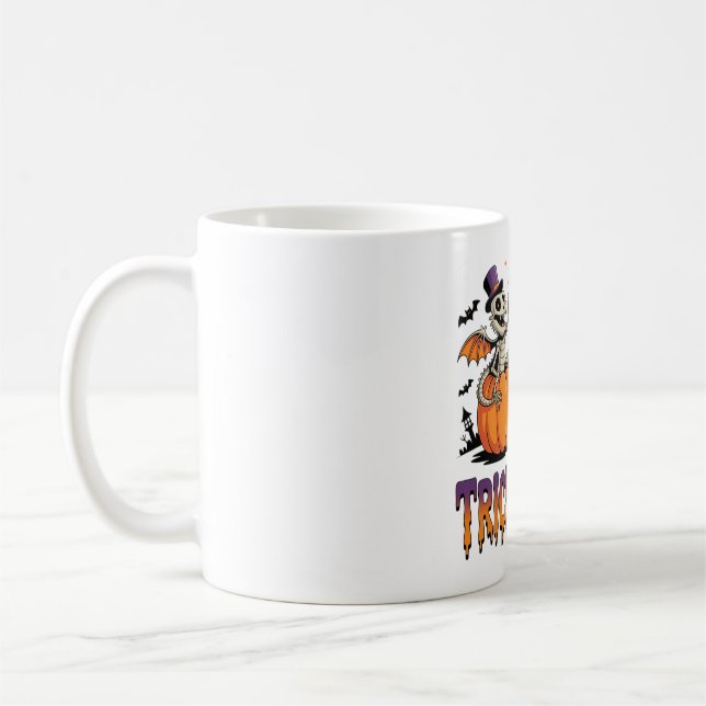 Trick oder Bierskelettdrachen auf Pumpkins Kaffeetasse (Links)