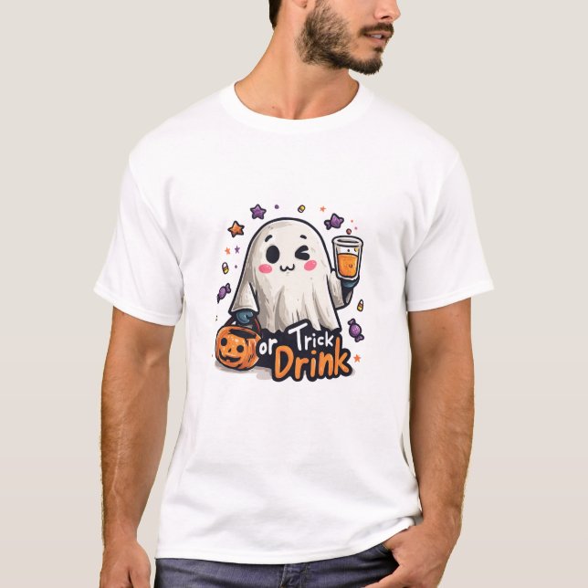 Trick oder Ding halloween spukhaftes Geisterhemd T-Shirt (Vorderseite)