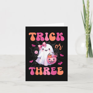 Trick oder drei Halloween 3 Jahre alt Geist Birthd Karte
