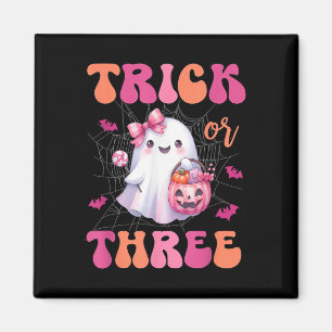 Trick oder drei Halloween 3 Jahre alt Geist Birthd Magnet