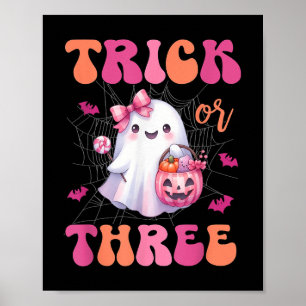 Trick oder drei Halloween 3 Jahre alt Geist Birthd Poster