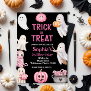 Trick oder drei Halloween Ghost 3. Geburtstags-Par Einladung