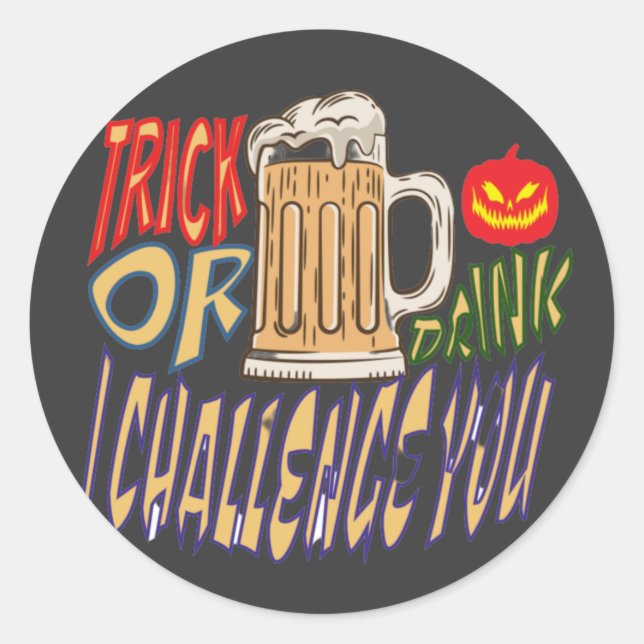 Trick oder Drink, glücklicher Halloween-Spooky Boo Runder Aufkleber (Vorderseite)