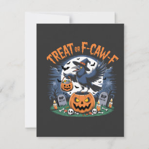 Trick oder F-Caw-f Funny Crow Halloween Spooky Dankeskarte