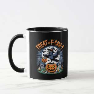 Trick oder F-Caw-f Funny Crow Halloween Spooky Tasse