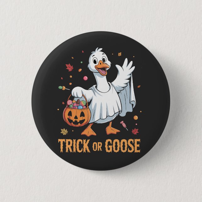 Trick oder Gänsehaut Halloween Gänsefreunde Button (Vorderseite)