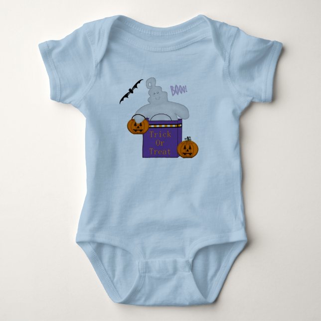 Trick oder Ghost in Bag Baby Bodysuit Strampler (Vorderseite)