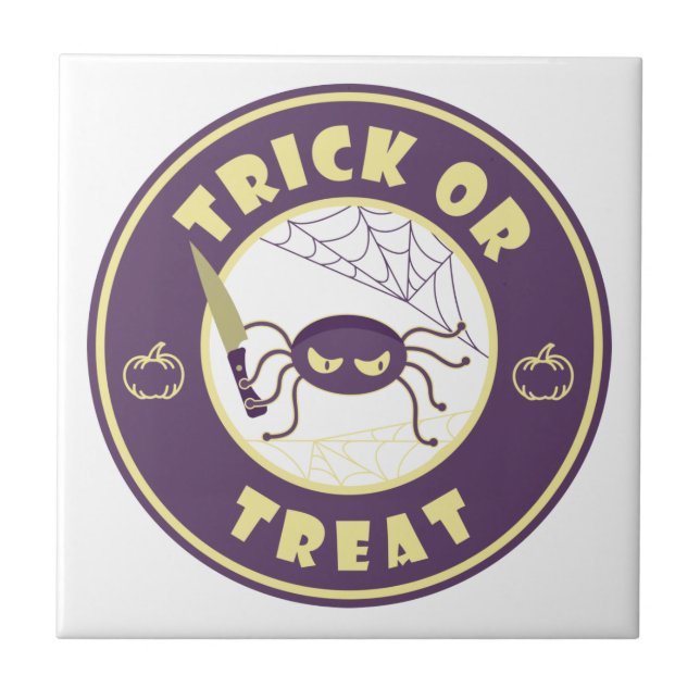Trick oder gönnen halloween Starbucks Stil Fliese (Vorderseite)