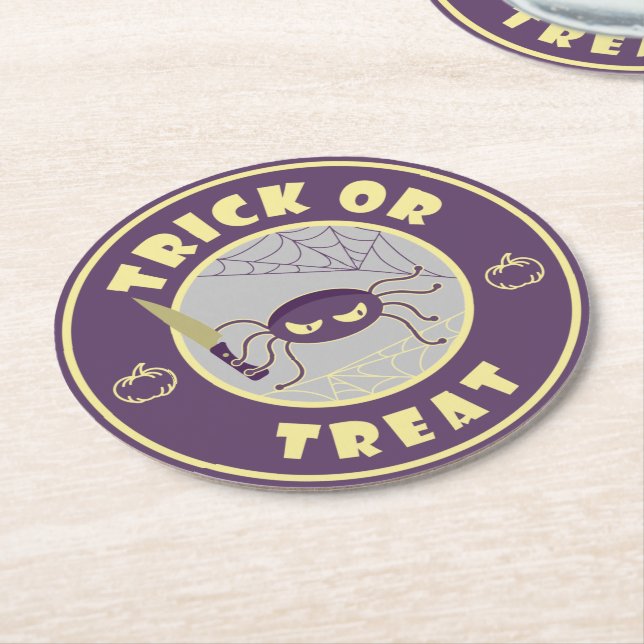 Trick oder gönnen halloween Starbucks Stil Runder Pappuntersetzer (Angewinkelt)