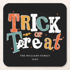 Trick oder Halloween-Party behandeln Rechteckiger Pappuntersetzer