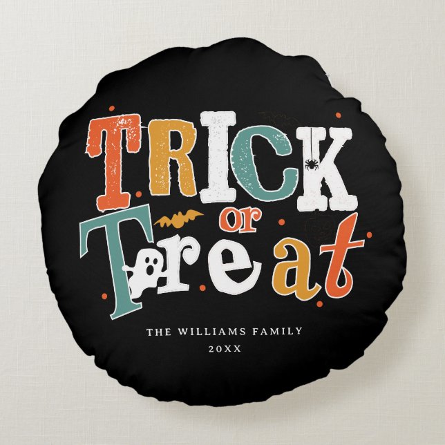Trick oder Halloween-Party behandeln Rundes Kissen (Rückseite)