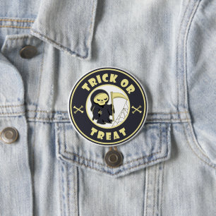 Trick oder Leckerbissen Halloween grimmigem Sensen Button