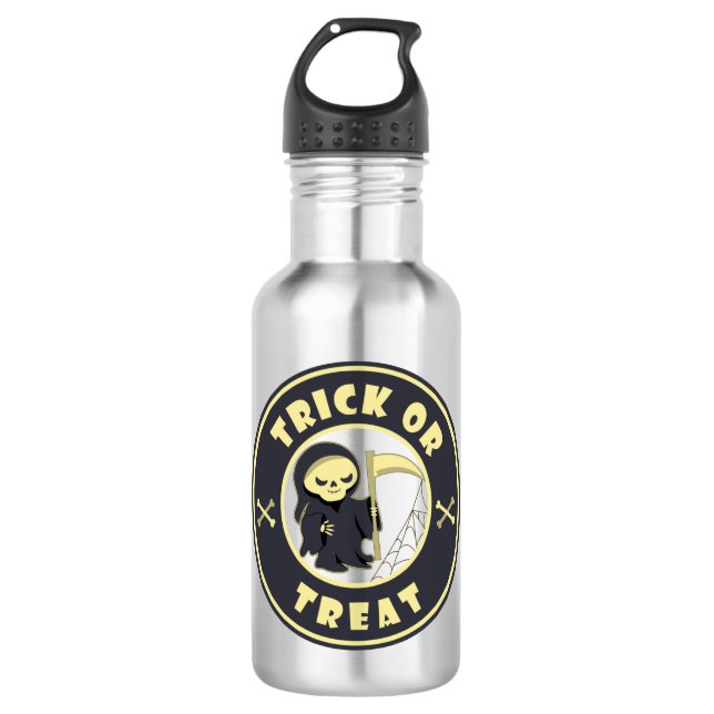 Trick oder Leckerbissen Halloween grimmigem Sensen Edelstahlflasche (Vorderseite)