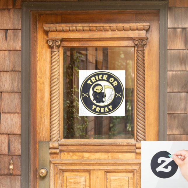 Trick oder Leckerbissen Halloween grimmigem Sensen Fensteraufkleber (Haustür)