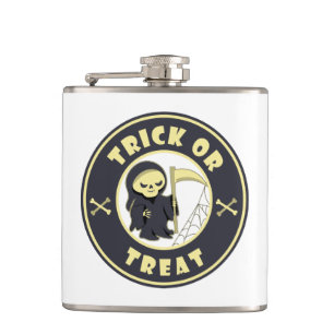 Trick oder Leckerbissen Halloween grimmigem Sensen Flachmann