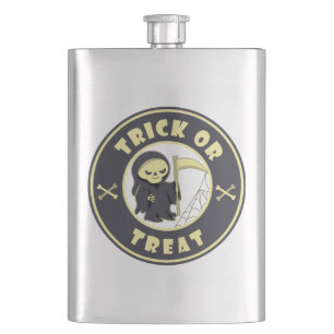Trick oder Leckerbissen Halloween grimmigem Sensen Flachmann