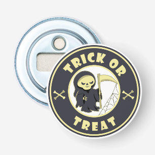 Trick oder Leckerbissen Halloween grimmigem Sensen Flaschenöffner