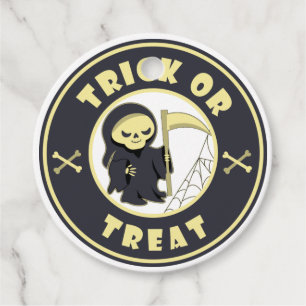 Trick oder Leckerbissen Halloween grimmigem Sensen Geschenkanhänger