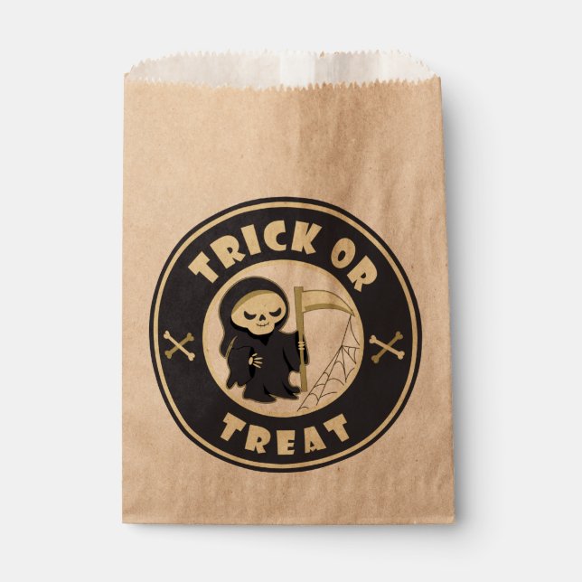 Trick oder Leckerbissen Halloween grimmigem Sensen Geschenktütchen (Vorderseite)