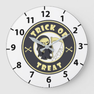 Trick oder Leckerbissen Halloween grimmigem Sensen Große Wanduhr