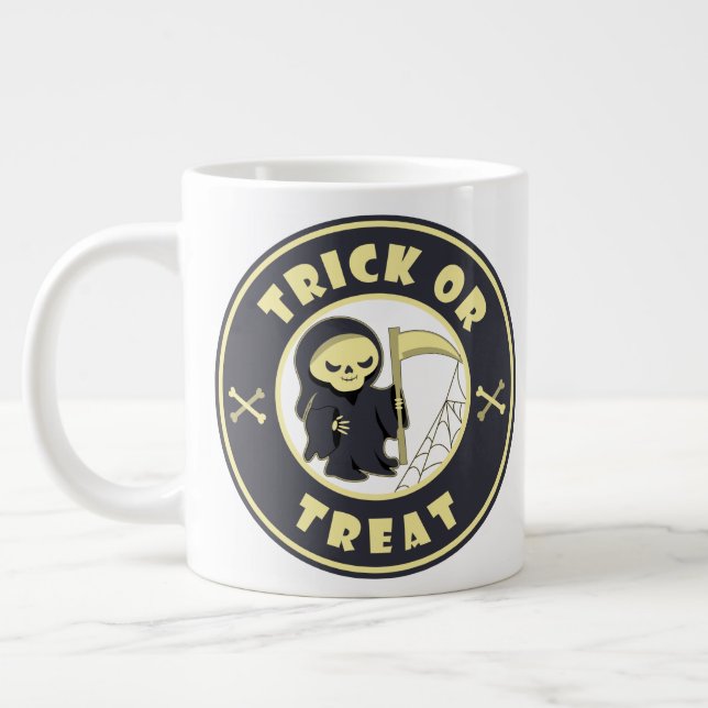 Trick oder Leckerbissen Halloween grimmigem Sensen Jumbo-Tasse (Links)