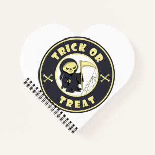 Trick oder Leckerbissen Halloween grimmigem Sensen Notizbuch