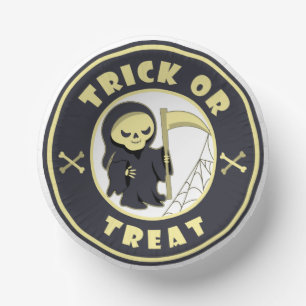 Trick oder Leckerbissen Halloween grimmigem Sensen Pappteller