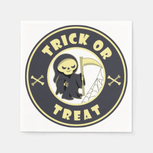 Trick oder Leckerbissen Halloween grimmigem Sensen Serviette
