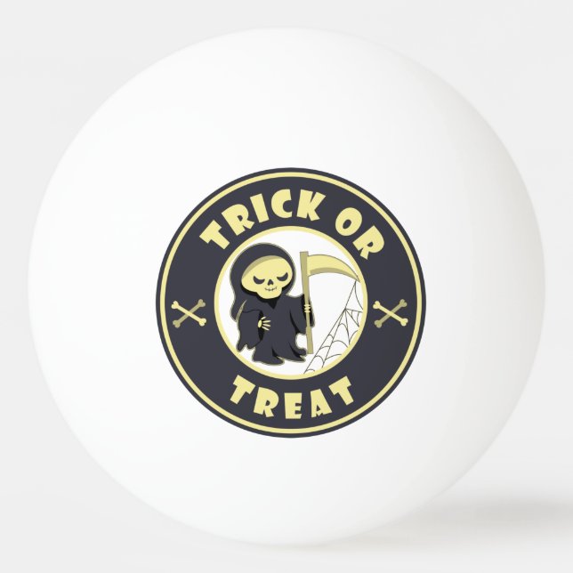 Trick oder Leckerbissen Halloween grimmigem Sensen Tischtennisball (Vorderseite)