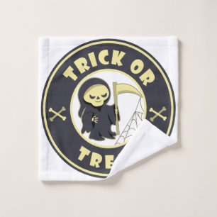 Trick oder Leckerbissen Halloween grimmigem Sensen Waschlappen