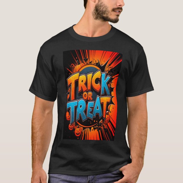 Trick oder Leckerbissen Halloween-Hemd T-Shirt (Vorderseite)