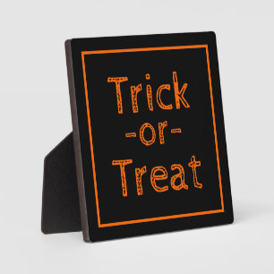 Trick-oder-Leckerei Black & Orange Halloween Thema Fotoplatte
