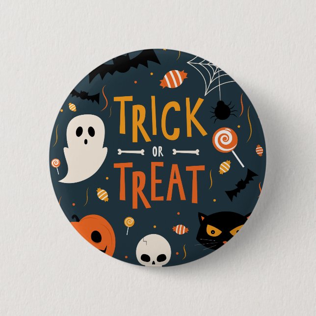 Trick oder Leckerei Halloween Button (Vorderseite)