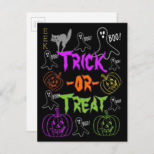 Trick-oder-Leckerei Halloween Thema Pumpkin Ghost Postkarte