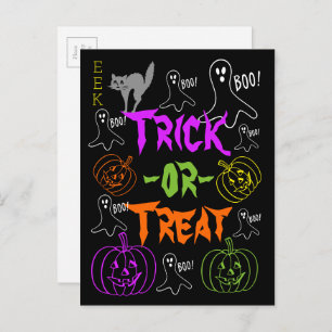 Trick-oder-Leckerei Halloween Thema Pumpkin Ghost  Postkarte