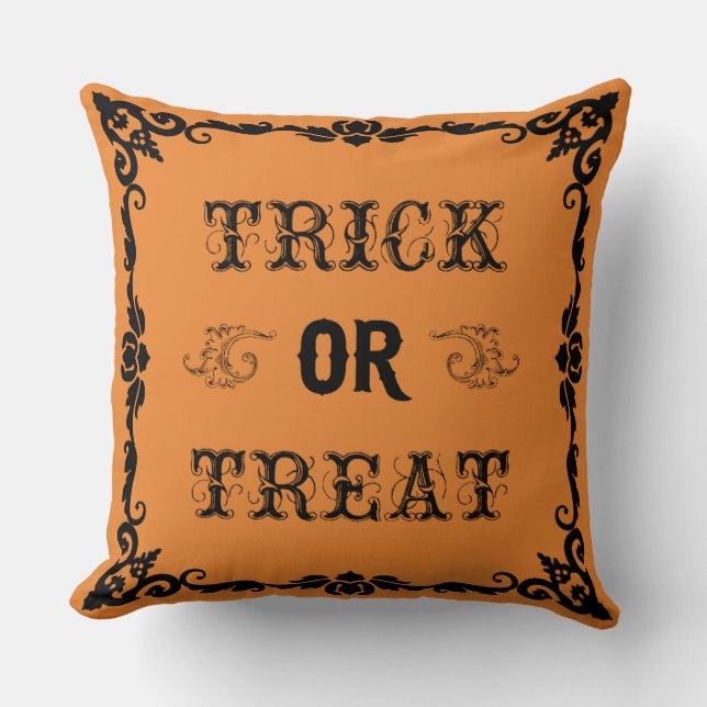 Trick-oder Leckerei-Halloweenthrow-Kissen Kissen (Vorderseite)