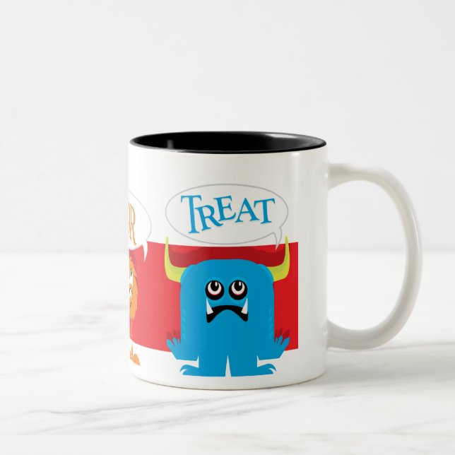 Trick-oder Leckerei-Monster Zweifarbige Tasse (Rechts)
