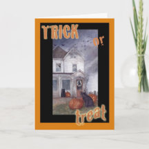 TRICK-ODER LECKEREI-SPUK HAUS-HALLOWEEN-GRUSS