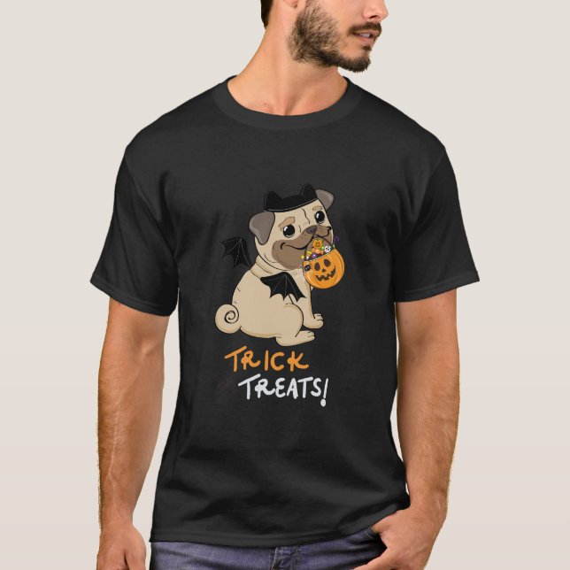 Trick oder Leckereien Mops Kostüm T-Shirt (Vorderseite)