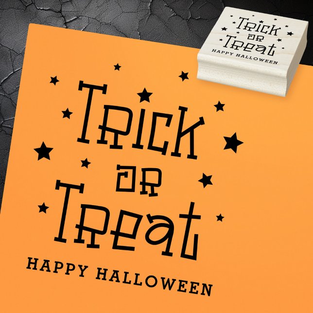 Trick oder Leckereien Sterne Happy Halloween Gummistempel (Trick or treat stars Happy Halloween Rubber Stamp)