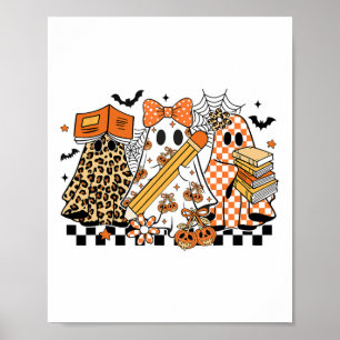 Trick oder lehren Ghost Lehrer Halloween Retro Che Poster