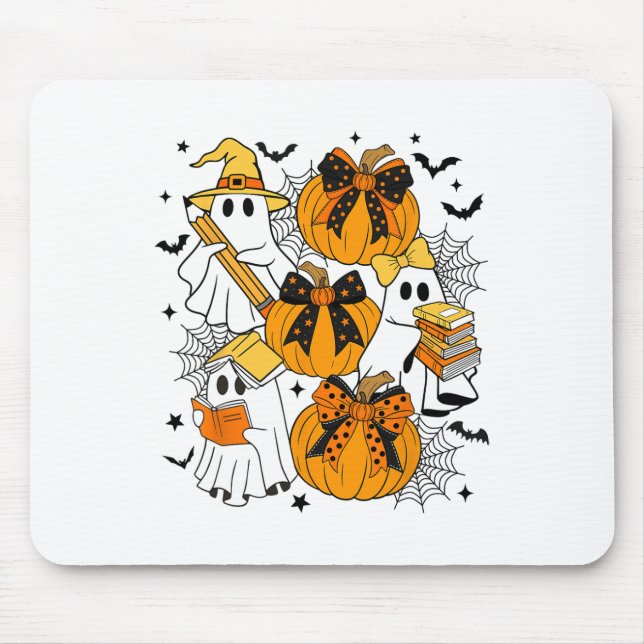 Trick oder lehren Ghost Lehrer Halloween Retro Flo Mousepad (Vorne)