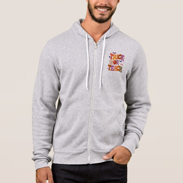 Trick oder lehren Groovy Retro Halloween Teachlife Hoodie (Vorderseite)