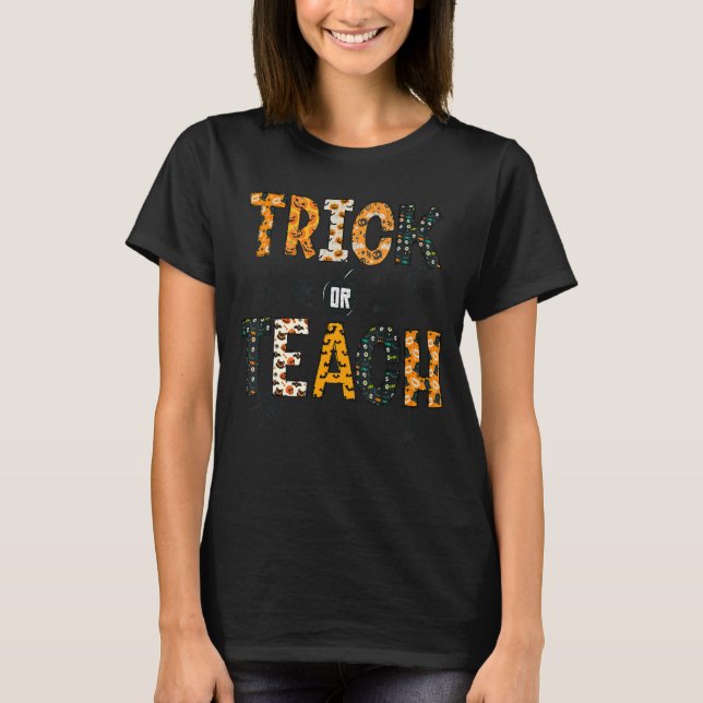 Trick oder lehren Halloween Kostüm Niedlich Lehrer T-Shirt (Vorderseite)