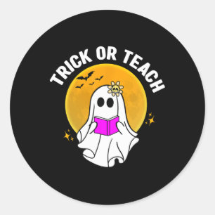 Trick oder lehren Halloween Lehrerin Frauen Geiste Runder Aufkleber