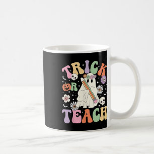 Trick oder lehren Niedlich Teacher Halloween Retro Kaffeetasse