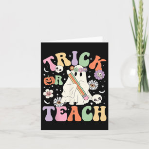 Trick oder lehren Niedlich Teacher Halloween Retro Karte