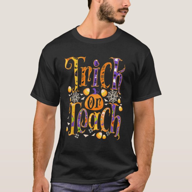 Trick oder lehren Niedliche Halloween-Lehrerin pro T-Shirt (Vorderseite)